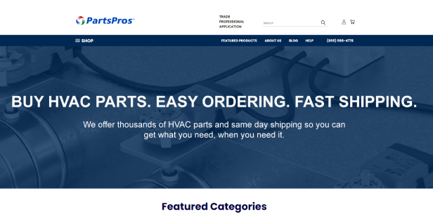 HVAC Parts Banner for LONG PartsPros Homepage 